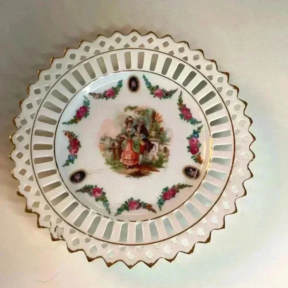 European Germany Romantic Victorian Trinket Bowl set of 2